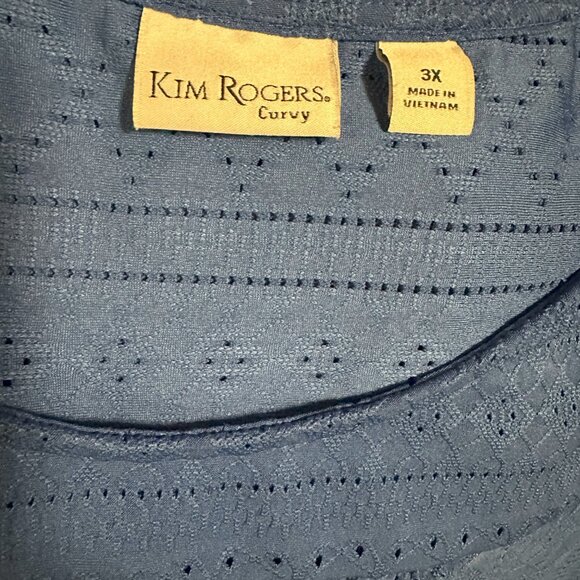 Kim Rogers Curvy 3X Shirt, Top, Blouse, Pullover And Lined- Royal Blue - Picture 3 of 3